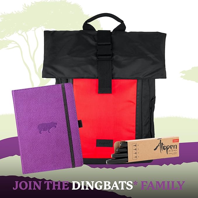 Dingbats* Wildlife Plain Writing Journal Notebook A5 - Vegan Leather Hardcover - Ideal for Work, Travel - Pocket, Elastic Closure, & Bookmark