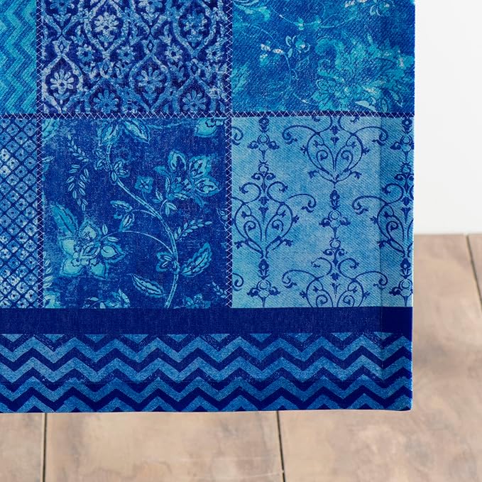 Maison d' Hermine Table Runner 100% Cotton Single Layer Table Runners 108 inches Long Decorative for Home Kitchen Dining Party Wedding Bridal Shower Spring Summer (Indigo Love, 14.50" x 108")