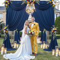 60×12ft Navy Blue Wrinkle Free Backdrop Curtain for Wedding Parties, 12 Panels 5×12ft Long Soft Silky Polyester Backdrop Drapes Photo Back Drop Curtains for Birthday Photography Background Cloth