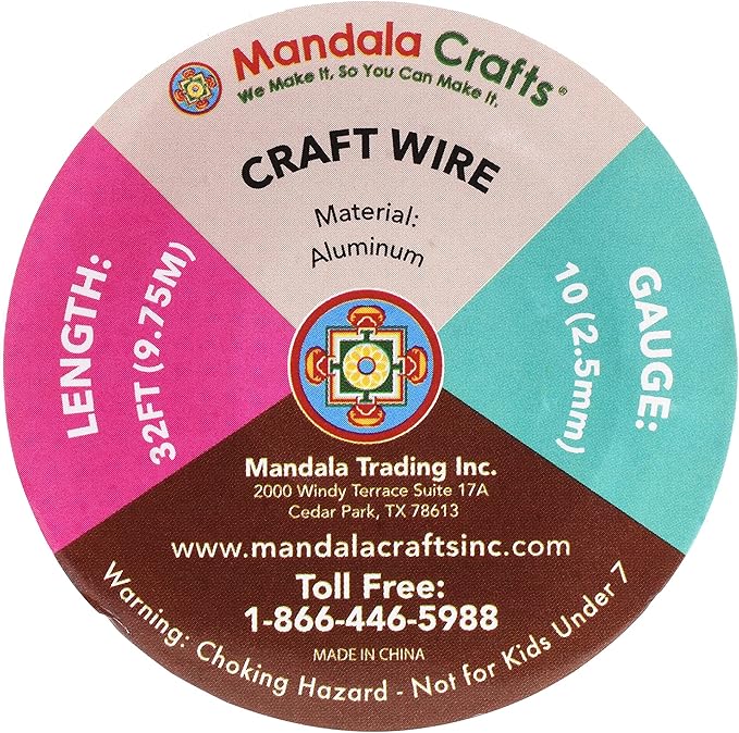 Mandala Crafts 10 Gauge Anodized Aluminum Craft Wire for Jewelry Making - 32 FT Colored Flexible Gold Wire - Bendable for Bonsai Armature Crafting Sculpting