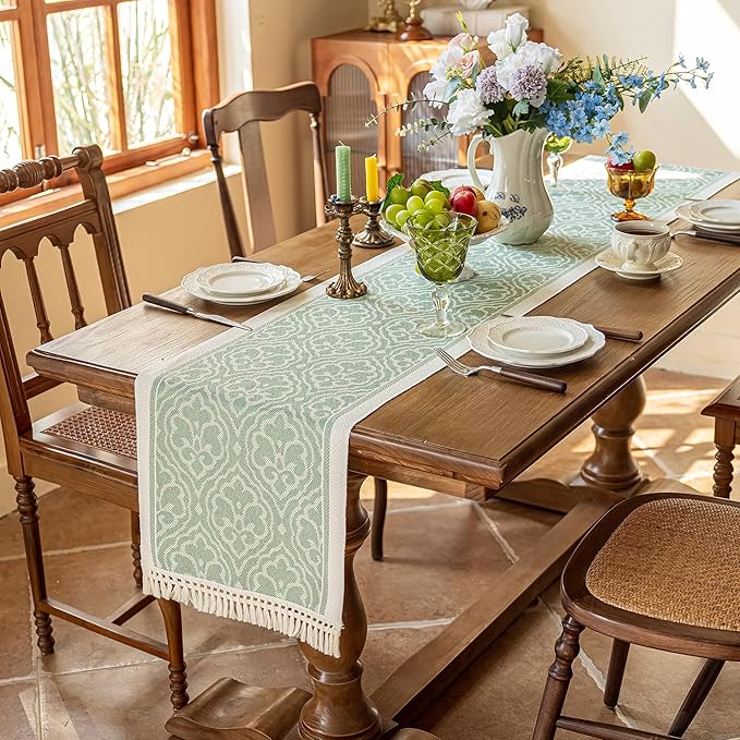 Table Runners 138 Inches,Waterproof Boho Table Runner with Tassel Fringe,Table Runner for Party Coffee Table