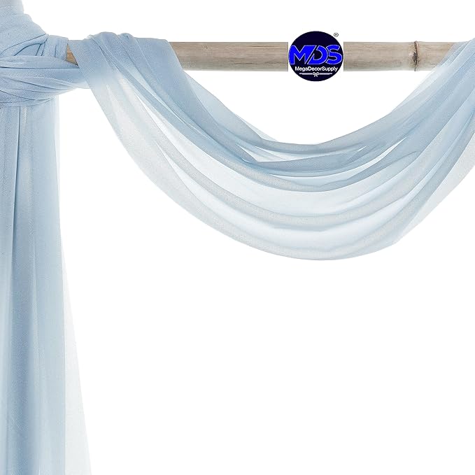 MDS Halloween Chiffon Draping Fabric - 2 Panel, 30" Wide x 75ft Long - Sheer Spooky Arbor & Canopy Drapery for Haunted House Backdrops, Party Ceilings, DIY Costumes & Themed Events - Baby Blue