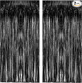 Black Tinsel Backdrop Curtain - GREATRIL Tinsel Curtain Party Backdrop Streamers for Wizard Birthdays/Stranger Theme/Doorway/Halloween Decorations Party - 2 Packs