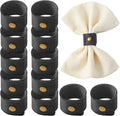 APTWOW Leather Napkin Rings Set of 12 - Fall Thanksgiving Napkin Holder, Black Halloween Vintage Farmhouse Napkin Rings Bulk for Wedding Party Birthday Banquet Table Decor and Daily Use