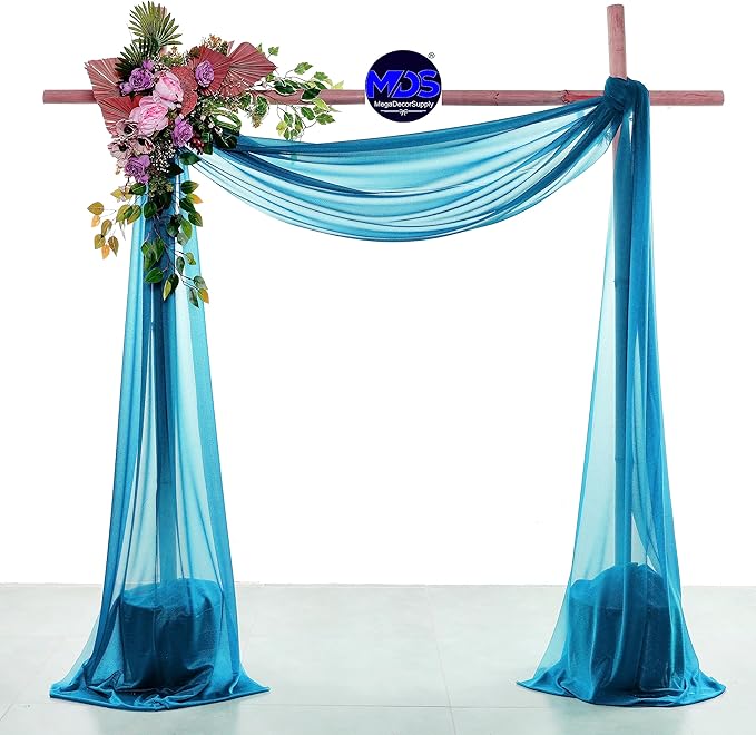 MDS Halloween Chiffon Draping Fabric - 1 Panel, 30" Wide x 30ft Long - Sheer Spooky Arbor & Canopy Drapery for Haunted House Backdrops, Party Ceilings, DIY Costumes & Themed Events - Dark Teal