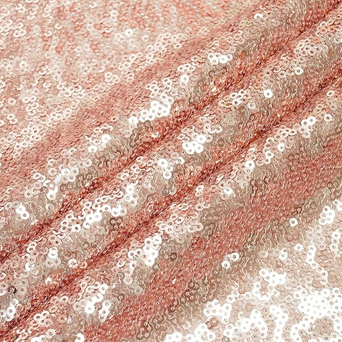 Eternal Beauty Rose Gold Sequin Backdrop, 7x7 Ft Glitter Background Curtains for Shimmer Photography Party Wedding Birthday Back Drop Decor