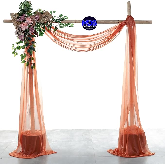 MDS Halloween Chiffon Draping Fabric - 2 Panel, 30" Wide x 30ft Long - Sheer Spooky Arbor & Canopy Drapery for Haunted House Backdrops, Party Ceilings, DIY Costumes & Themed Events - Terracotta