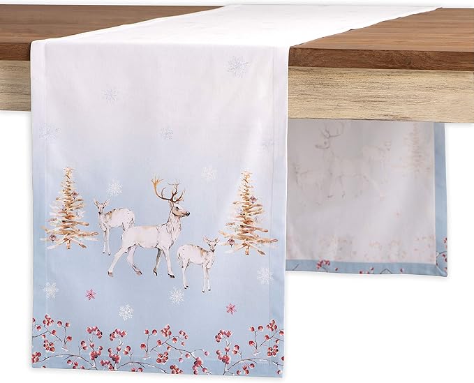 Maison d' Hermine Table Runner 100% Cotton Single Layer Table Runners 90 inches Long for Thanksgiving Christmas Decorations Home Kitchen Dining Party Wedding (Fairy Tale Forest, 14.5" x 90")