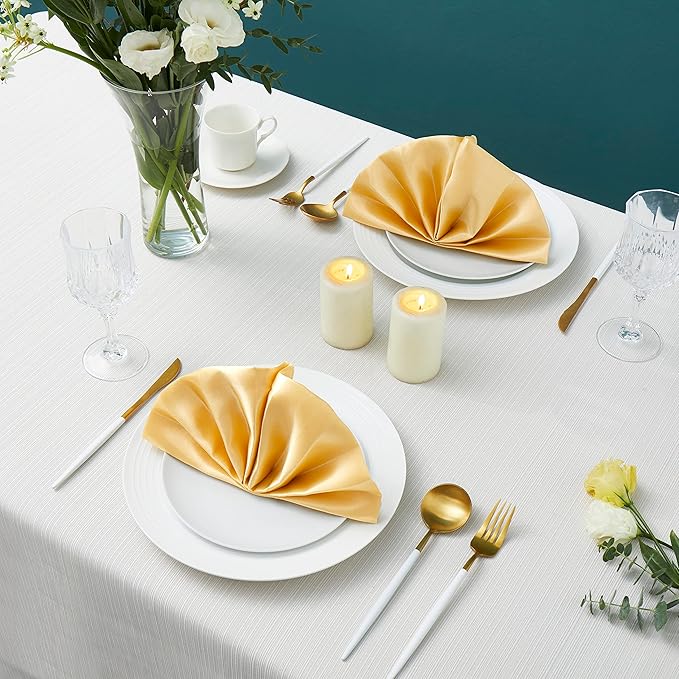 100 Pack Square Satin Dinner Napkins, 20x20 Inches Silky Soft Smooth Table Cloth Napkins for Restaurant Weddings Banquet Party Decoration, Gold