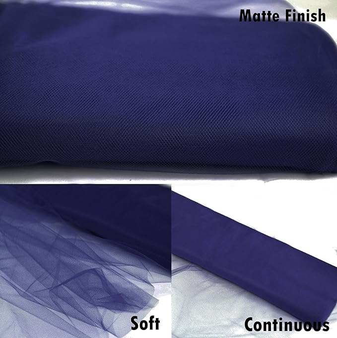 Craft And Party, Navy Blue Fabric Tulle Roll 54 Inch by 40 Yards (120 ft) Fabric Tulle Bolt for DIY Tutu Skirt, Wedding and Decoration (Navy Blue)