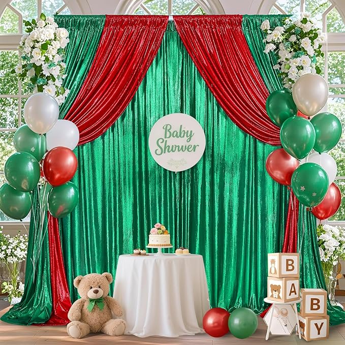 Wedding Arch Backdrop Cover: Red Party Photography Background Drapes 2 Packs 4.8x8FT Wrinkle Free Fabric for Birthday Christmas