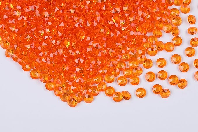 1000pcs/ Pack Wedding Table Acrylic Diamond Scatter Crystals Confetti Acrylic Gems Vase Fillers Rhinestones for Wedding, Bridal Shower, Vase Beads Decorations (12mm, Orange)