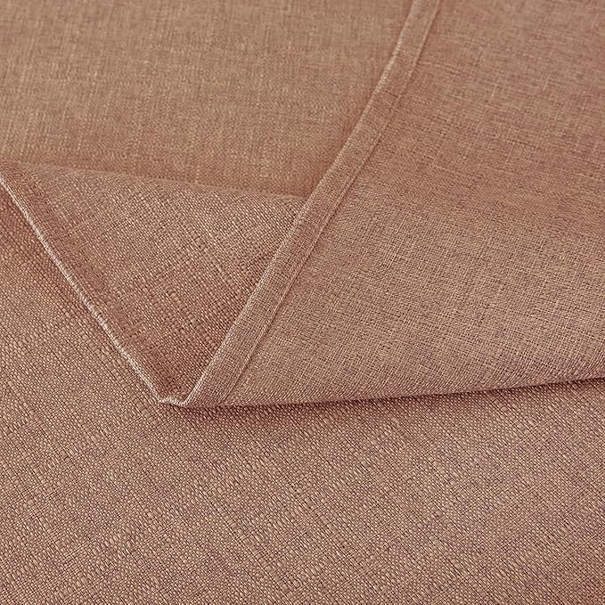 NLMUVW Mocha Linen Tablecloth Rectangle Tables 6ft, Water Resistant Textured Table Cloth Farmhouse Table Cover for Kitchen Dining Coffee, 54 x 96 Inch