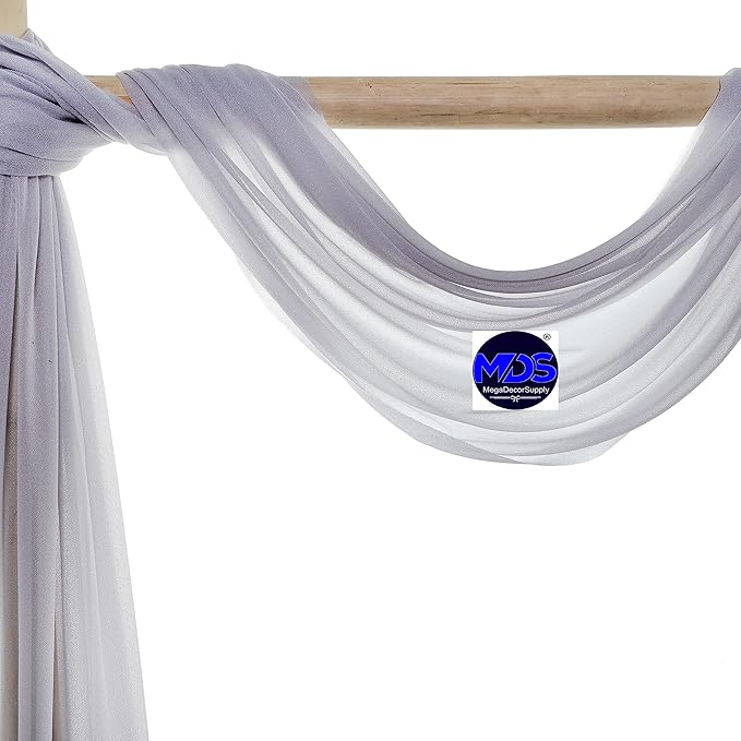 MDS Halloween Chiffon Draping Fabric - 2 Panel, 30" Wide x 75ft Long - Sheer Spooky Arbor & Canopy Drapery for Haunted House Backdrops, Party Ceilings, DIY Costumes & Themed Events - Cool Gray