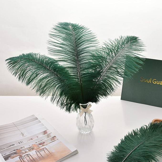 Ballinger Blackish Green Ostrich Feathers Bulk- 24pcs 8-10inch for Wedding Party Centerpieces Christmas Decor