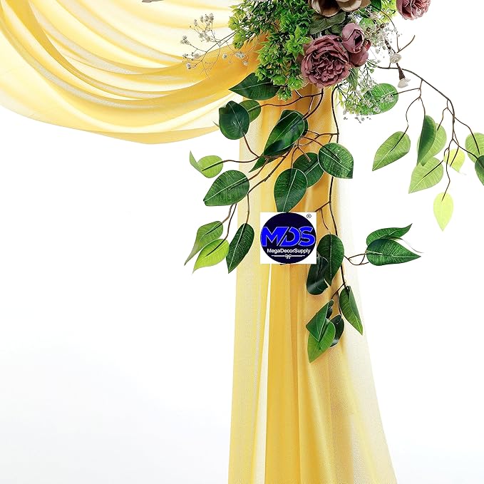 MDS Halloween Chiffon Draping Fabric - 1 Panel, 30" Wide x 20ft Long - Sheer Spooky Arbor & Canopy Drapery for Haunted House Backdrops, Party Ceilings, DIY Costumes & Themed Events - Gold