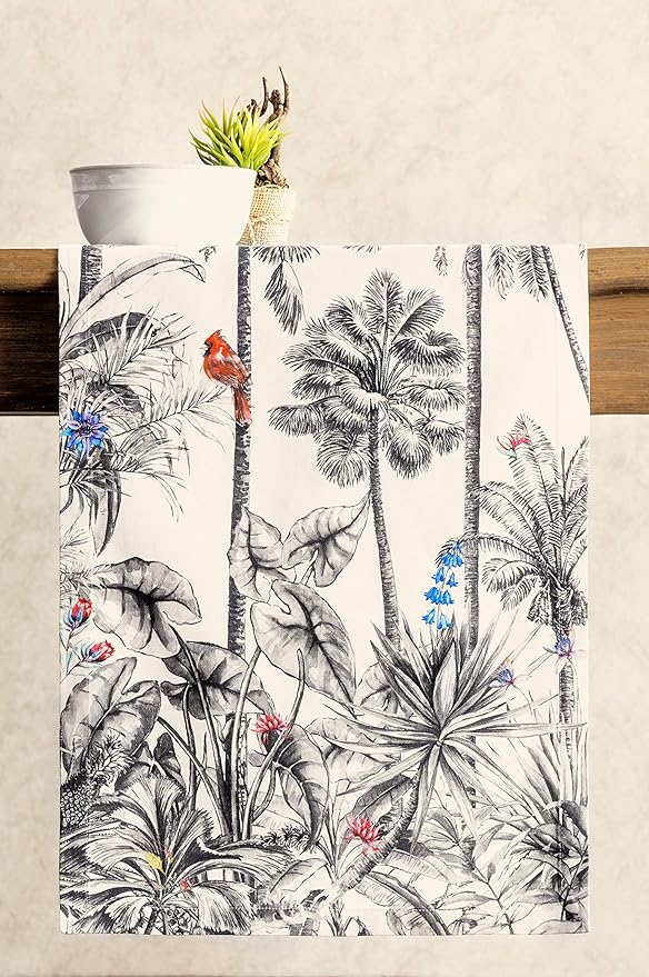 Maison d' Hermine Table Runner 100% Cotton Single Layer Table Runners 36 inches Long for Thanksgiving Christmas Decorations Home Kitchen Dining Party Wedding (Amazonia, 14.5" x 36")