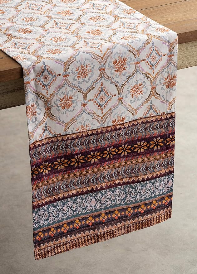 Maison d' Hermine Table Runner 100% Cotton Single Layer Table Runners 48 inches Long for Thanksgiving Christmas Decorations Home Kitchen Dining Party Wedding (Fair Isle, 14.5" x 48")