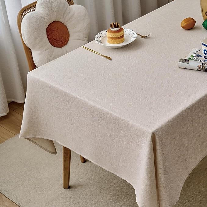 NLMUVW Square Linen Tablecloth 48x48 Inch, Rustic Textured Table Cloth Water Resistant Farmhouse Table Cover for Kitchen Dining Party Coffee, Oatmeal