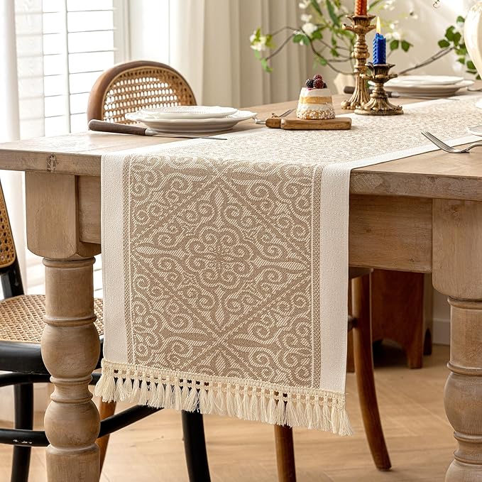 Table Runners 119 Inches,Waterproof Boho Table Runner with Tassel Fringe,Table Runner for Party Coffee Table