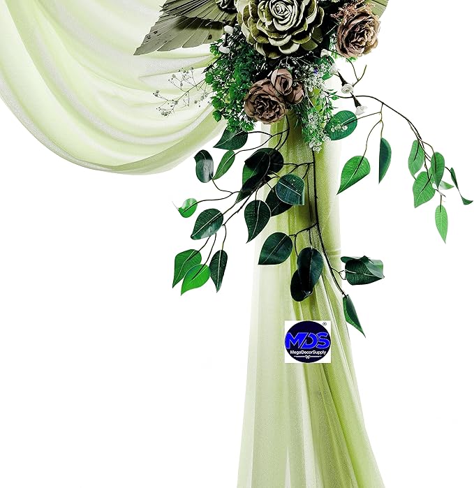 MDS Halloween Chiffon Draping Fabric - 2 Panel, 30" Wide x 50ft Long - Sheer Spooky Arbor & Canopy Drapery for Haunted House Backdrops, Party Ceilings, DIY Costumes & Themed Events - Sage Green