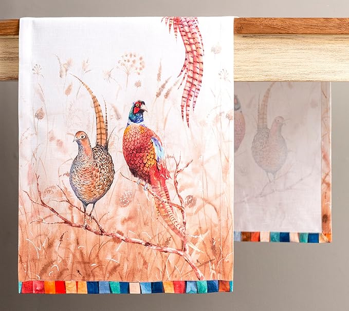 Maison d' Hermine Table Runner 100% Cotton Single Layer Table Runners 60 inches Long for Thanksgiving Christmas Decorations Home Kitchen Dining Party Wedding (Faisan D'Automne, 14.5" x 60")