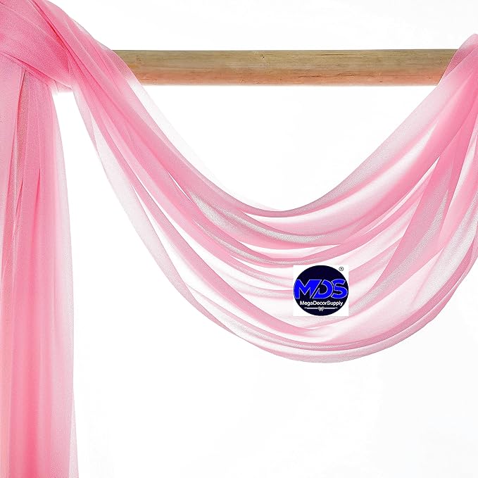MDS Halloween Chiffon Draping Fabric - 1 Panel, 30" Wide x 50ft Long - Sheer Spooky Arbor & Canopy Drapery for Haunted House Backdrops, Party Ceilings, DIY Costumes & Themed Events - Coral