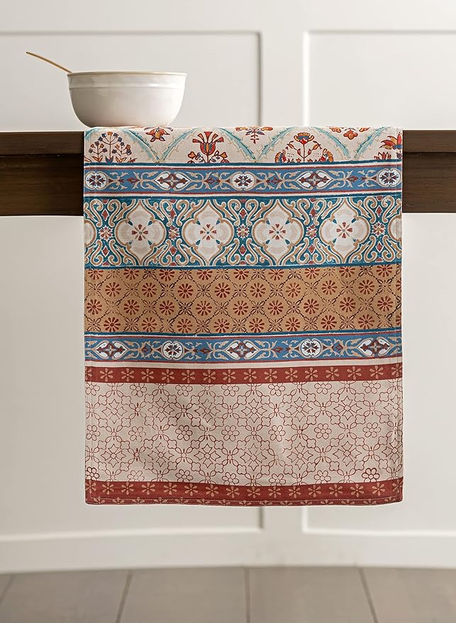 Maison d' Hermine Table Runner 100% Cotton Double Layer Table Runners 108 inches Long for Thanksgiving Christmas Decorations Home Kitchen Dining Party Wedding (Romane, 14.5" x 108")