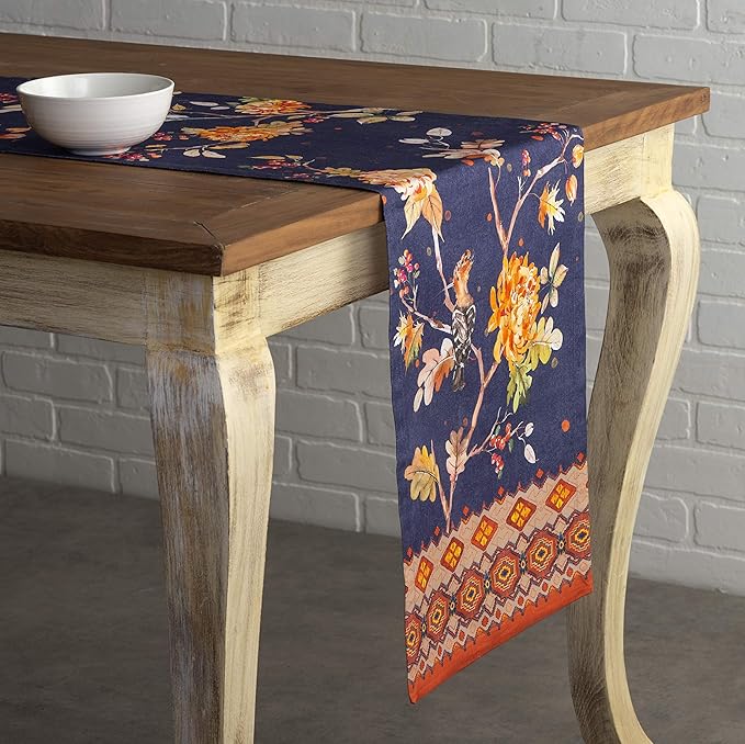 Maison d' Hermine Table Runner 100% Cotton Single Layer Table Runners 90 inches Long for Thanksgiving Christmas Decorations Home Kitchen Dining Party Wedding (Kelim - Infinity, 14.5" x 90")