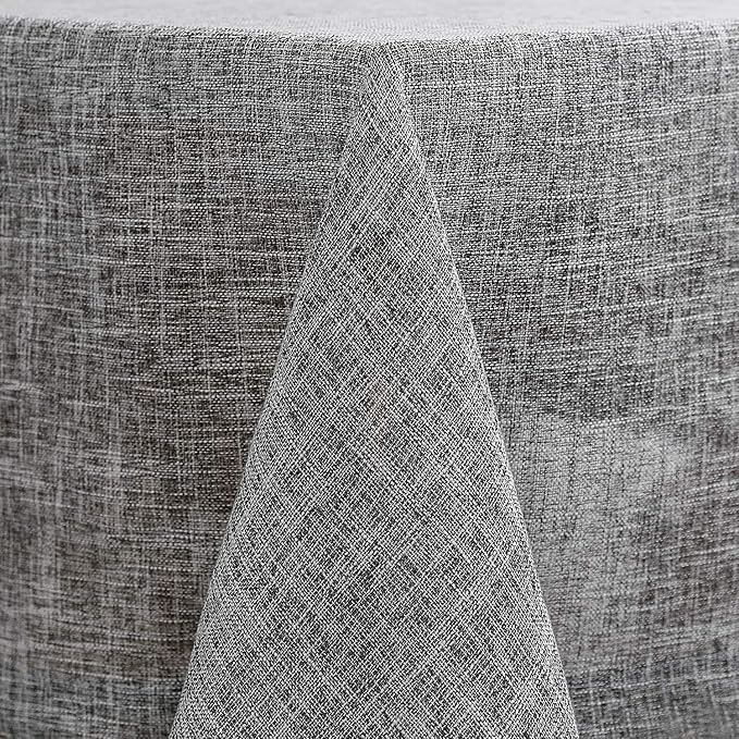 maxmill Flaxy Faux Linen Tablecloth with 2-Tone Slubby Texture Wrinkle Free Anti-Shrink Soft Table Cloth for Kitchen Dining Tabletop for Outdoor and Indoor Use Rectangle 60 x 84 Inch Light Grey