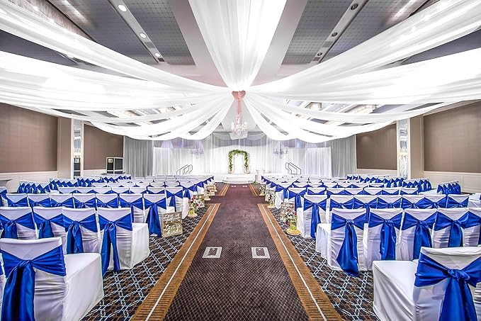 6 Panel White Wedding Drapes, 5ftx15ft Sheer Fabric Curtains for Arch Decorations