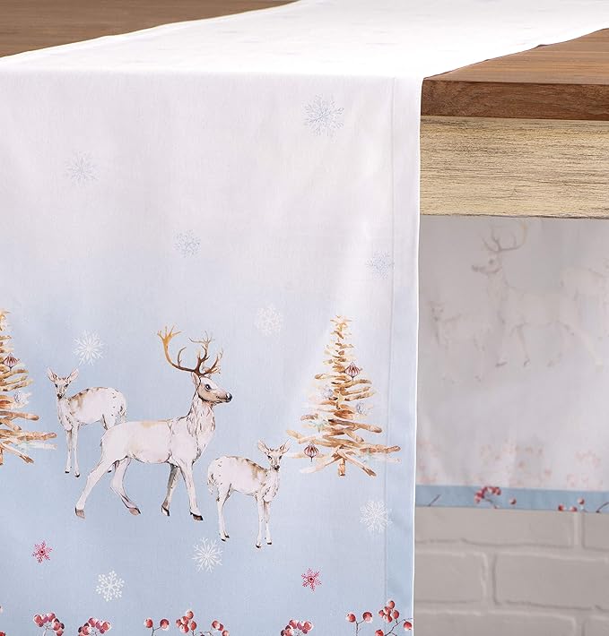 Maison d' Hermine Table Runner 100% Cotton Single Layer Table Runners 36 inches Long for Thanksgiving Christmas Decorations Home Kitchen Dining Party Wedding (Fairy Tale Forest, 14.5" x 36")