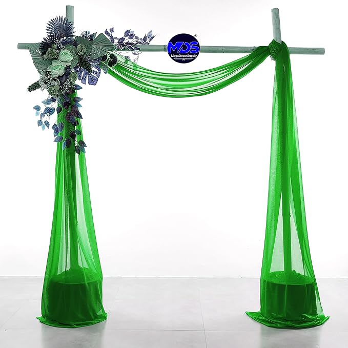 MDS Halloween Chiffon Draping Fabric - 1 Panel, 30" Wide x 100ft Long - Sheer Spooky Arbor & Canopy Drapery for Haunted House Backdrops, Party Ceilings, DIY Costumes & Themed Events - Green