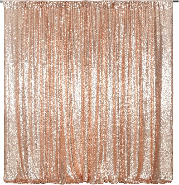 Poise3EHome Sequin Backdrop Curtain, 10Ft x 10Ft Rose Gold Glitter Photography Background Curtains, Sequence Xmas Thanksgiving Backdrop Drapes Decor