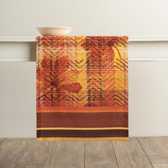 Maison d' Hermine Table Runner 100% Cotton Double Layer Table Runners 72 inches Long for Thanksgiving Christmas Decorations Home Kitchen Dining Party Wedding (Thanksgiving Tartan, 14.5" x 72")
