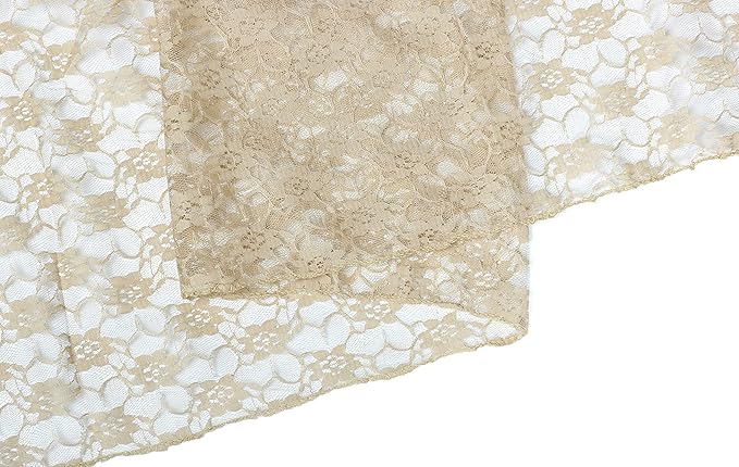 MDS Pack of 20 Wedding 12 x 108 inches Lace Table Runner for Wedding, Decorations for Birthday Parties, Banquets, Graduations, Engagements, and Runners fit Rectangle, Round Table- Champagne Gold