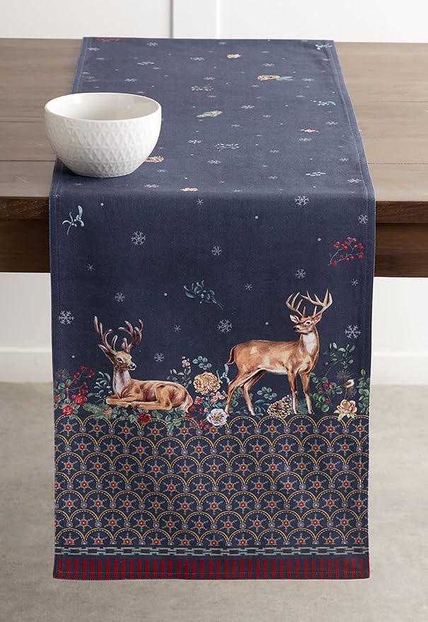 Maison d' Hermine Table Runner 100% Cotton Double Layer Table Runners 108 inches Long for Thanksgiving Christmas Decorations Home Kitchen Dining Party Wedding (Christmas Joy, 14.5" x 108")