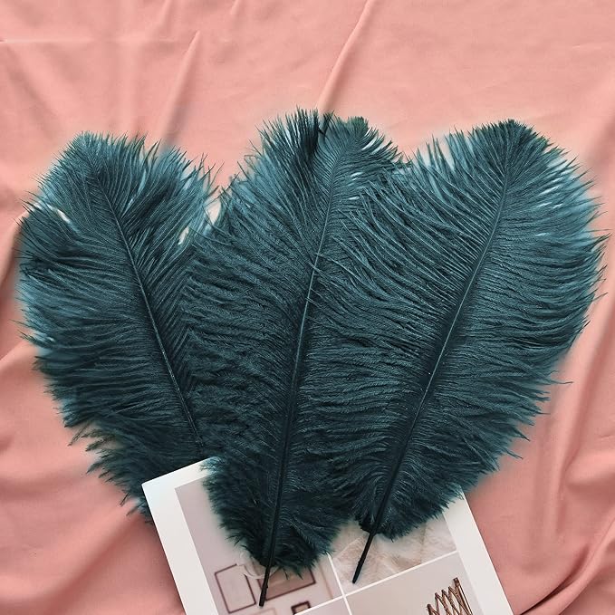 Ballinger Teal Ostrich Feathers Bulk - 24Pcs 8-10inch Feathers for Party Centerpieces,DIY Crafts and Home Decor