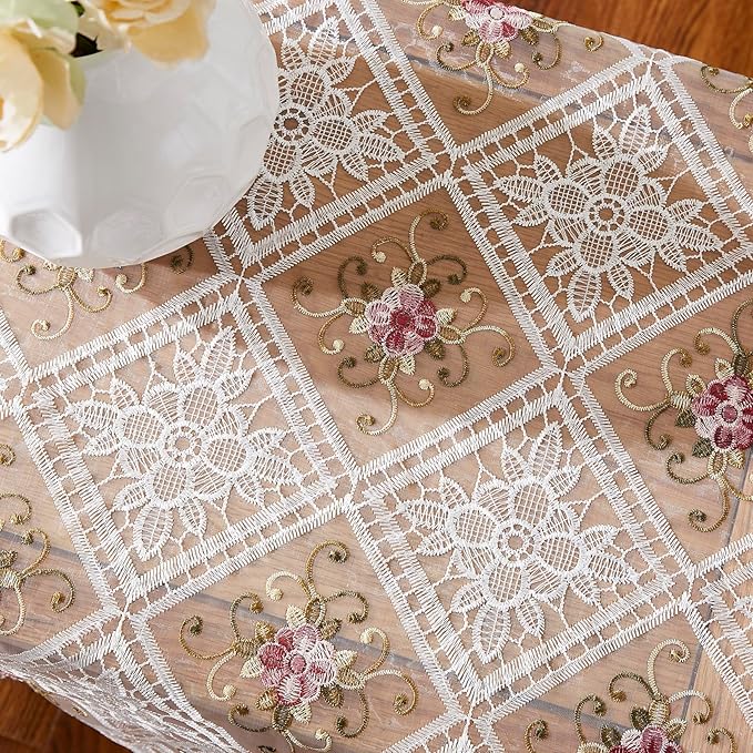 Warm Home Designs 70 Inch Round Tablecloth. Use Small White Tablecloth as Crochet Tablecloth, Coffee Table Cloth, Dresser Cover Top, Table Topper. Rustic Tablecloth for Vintage Kitchen. VTC White 70"