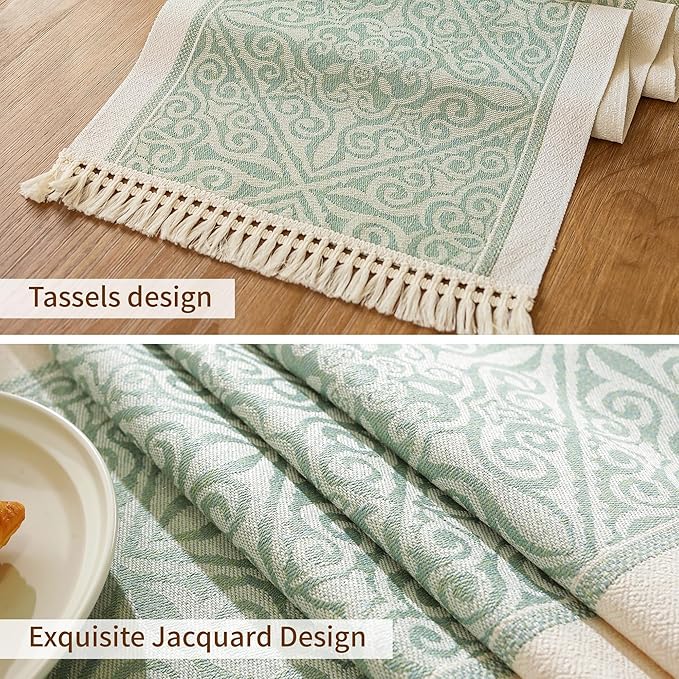 Table Runners 83 Inches,Waterproof Boho Table Runner with Tassel Fringe,Table Runner for Party Coffee Table