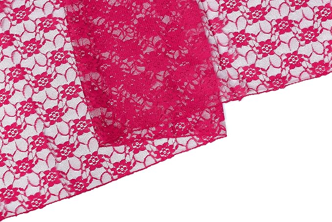 MDS Pack of 5 Wedding 12 x 108 inches Lace Table Runner for Wedding, Decorations for Birthday Parties, Banquets, Graduations, Engagements, and Runners fit Rectangle, Round Table- Magenat