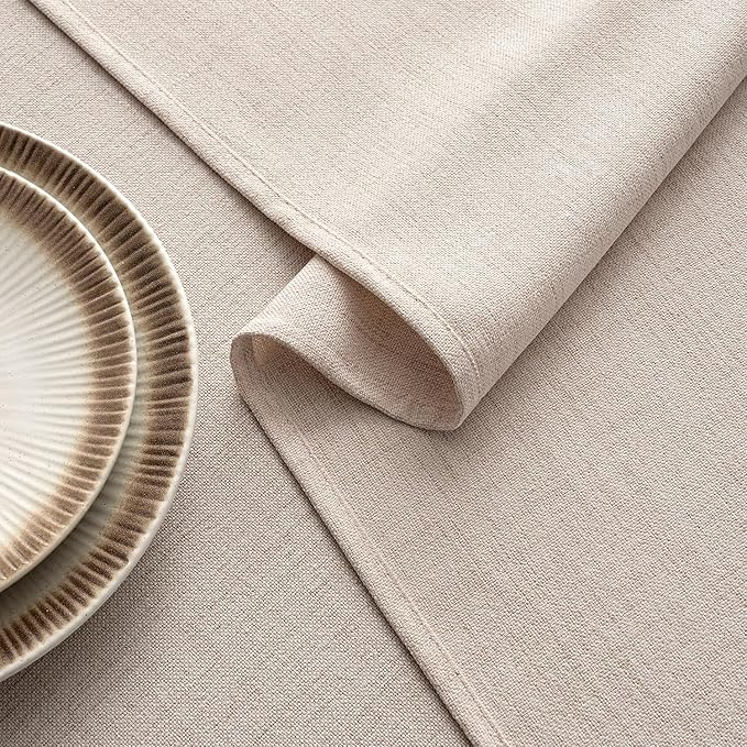 MIULEE Natural Linen Tablecloth 60x104 Inch Rectangle Table Cloth Waterproof,Stain Resistant & Wrinkle Resistant for Dining Party Wedding