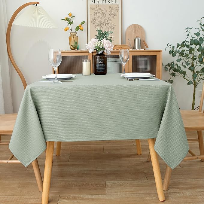 Biscaynebay Tablecloth for Rectangle Tables-60x108 Inch Sage Outdoor Picnic Table Cover-Rectangular Folding Reusable Table Cloths Water Resistant for Kitchen Camping Dining Room Patio Banquet Party
