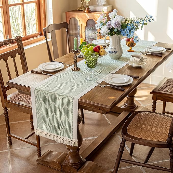 Table Runners 72 Inches Long Waterproof Boho Table Runner with Tassel Fringe,Table Runner for Party Coffee Table