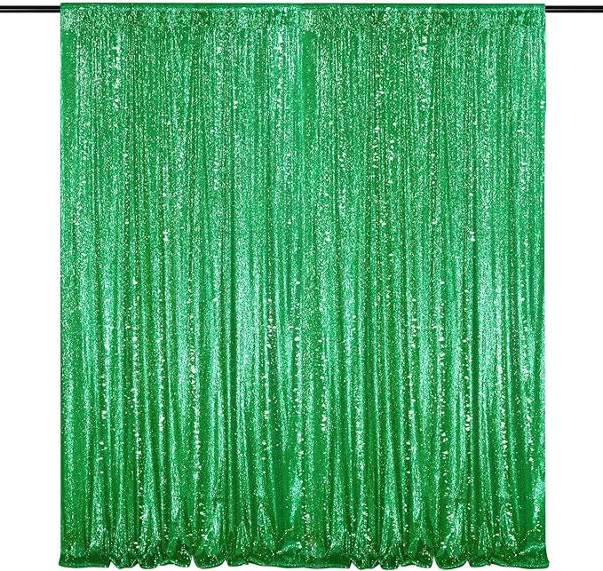7ft x 7ft Green Sequin Backdrop Curtain Party Backdrop Curtain for Sparkly Birthday Bridal Wedding Curtain