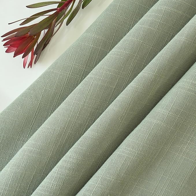 maxmill Lux Faux Linen Table Cloth with Slubby Yarn Textured Weaves Wrinkle Free Anti-Shrink Soft Tablecloth Decorative Table Cover for Dining Room Use Rectangle 60 x 104 Inch Sage Green