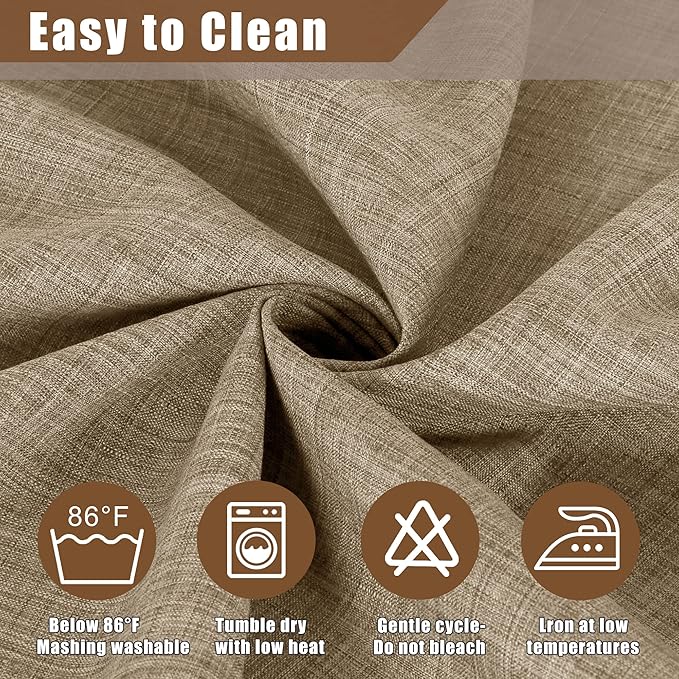 Fitable Faux Linen Rectangle Tablecloth 60 x 84 Inch - Fabric Neutral Table Cloth for 6 Foot Tables, Mocha Flax Look Kitchen Table Cover for Farmhouse, Dining, Party, Outdoor Picnic, Camping
