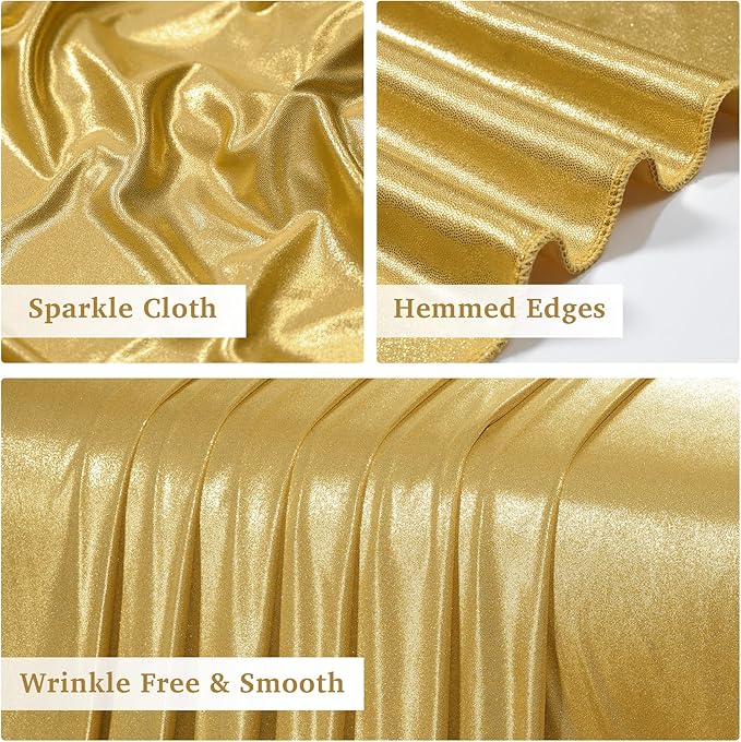 40ftx10ft Gold Sequin Backdrop Curtain Panels for Parties, Wrinkle Free Glitter Photo Backdrop Drapes 8 Panels 5x10FT Back Drop Cloth Shiny Fabric for Wedding Birthday Christmas Photography Background