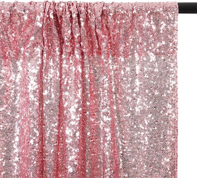 Poise3EHome Fuchsia Pink Sequin Backdrop,8FT x 10FT Sequin Photography Backdrop Curtain for Party Decoration
