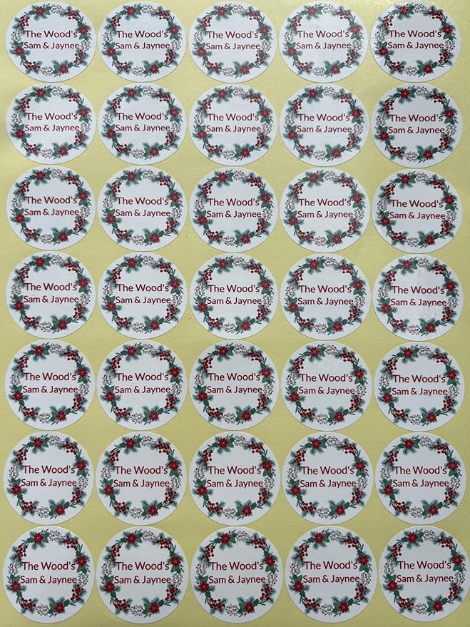 Custom Stickers for Weddings, Birthdays & Businesses - Personalized Labels with Your Logo - Waterproof, Fade and Heat Resistant - Pack of 100-1000 (Wreath I, 4 Inch)